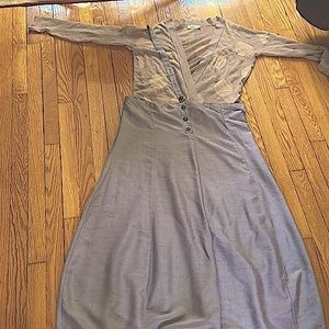 Bell/balloon shaped skirt grey-mauve with over shoulder strap